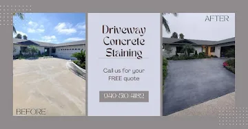 Clean resealed concrete driveway with a dark overlay finish