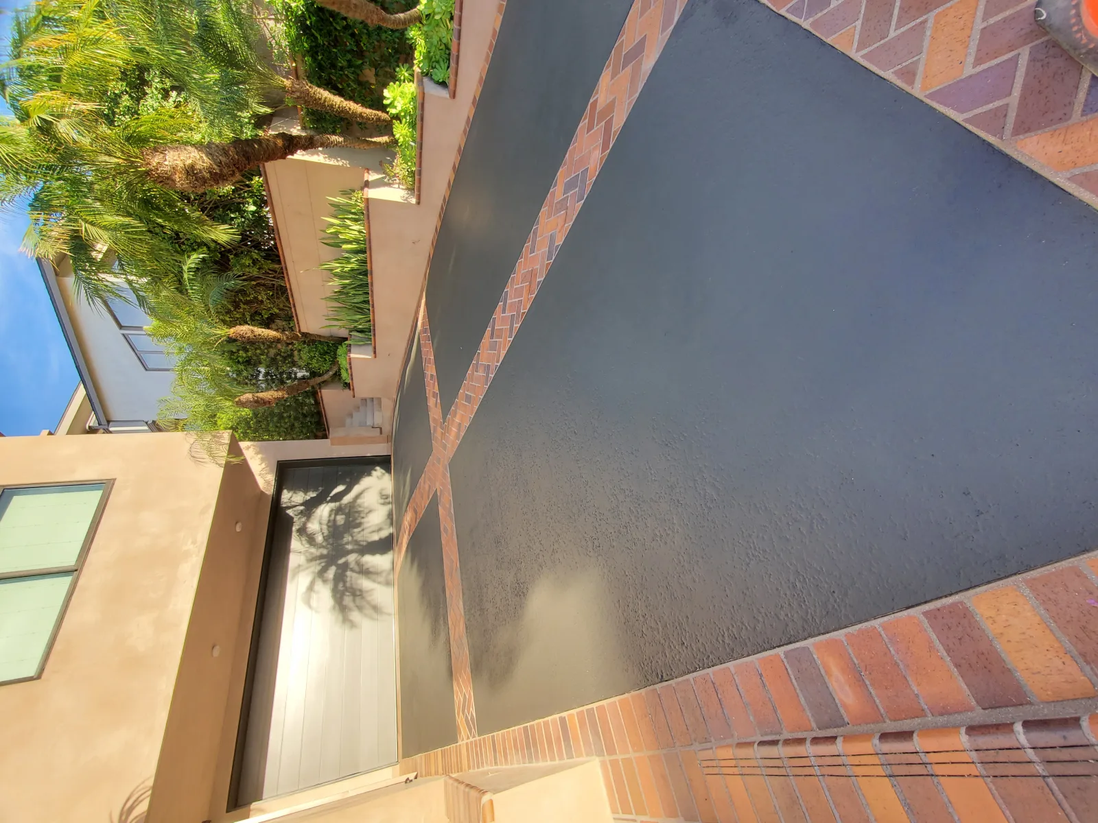 Decorative concrete patio after cleaning and sealing