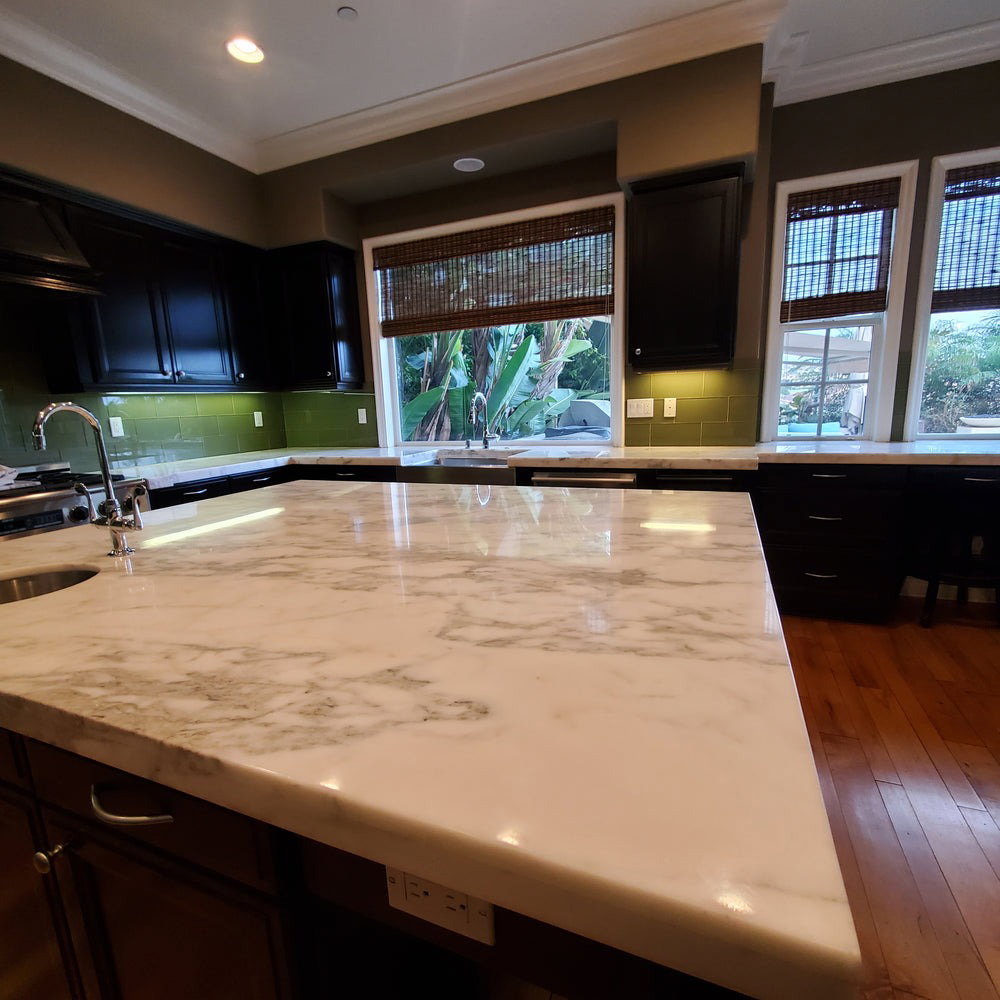 Polished Marble Countertop before and after in Orange County