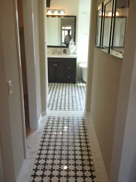 Marble Checkerboard Hallway Clean before and after in Newport Beach