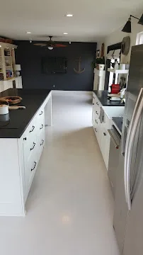 Polished kitchen floor before and after in Orange County