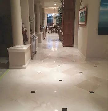 Restored kitchen tile flooring with a clean polished finish
