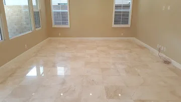 Travertine floor after honing and polishing