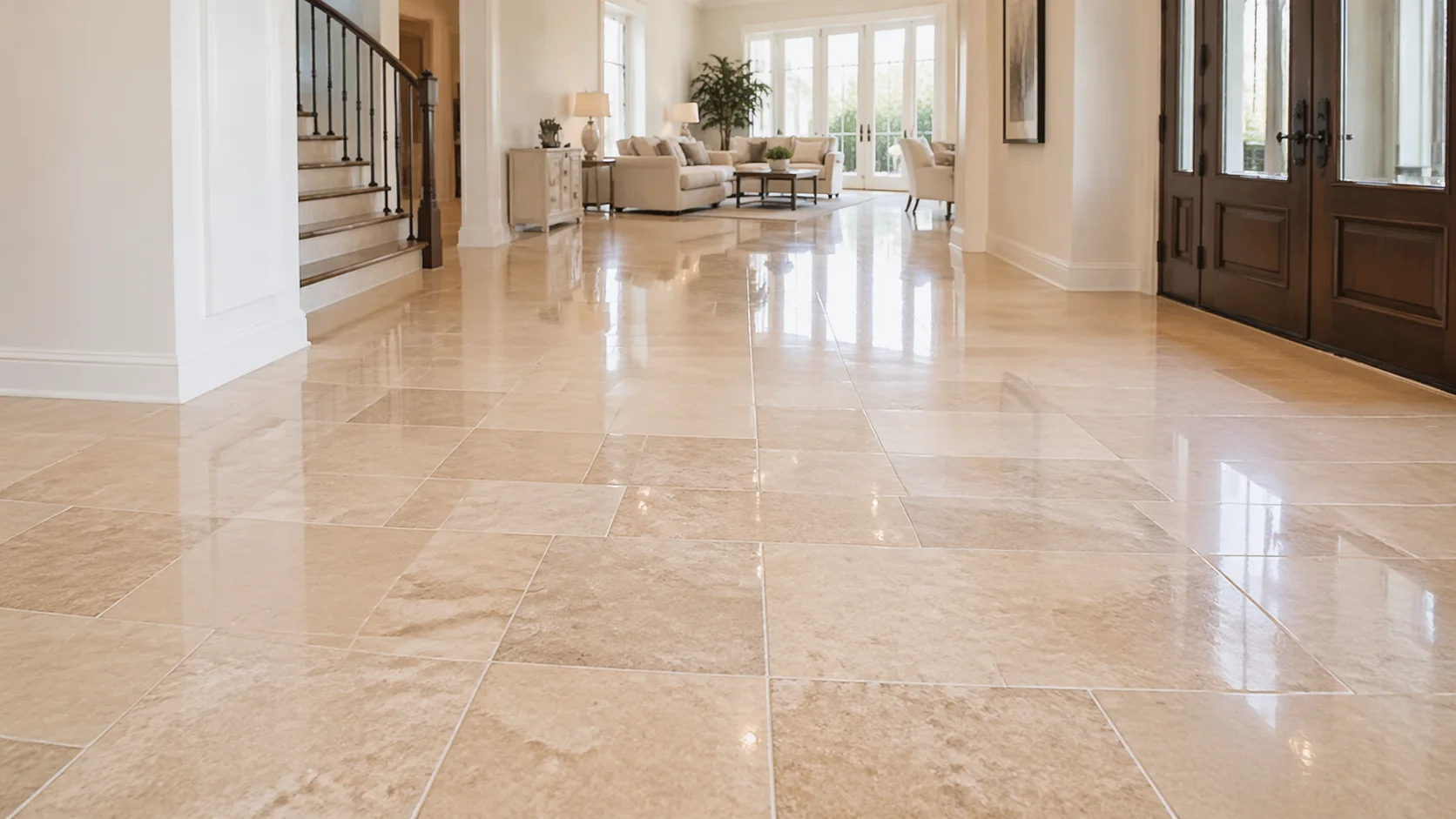 Travertine Polishing in Orange County by The Floor Maintenance Company